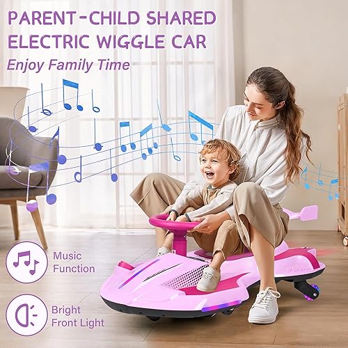 Miniatura 2 de Coche eléctrico de 12 V con pedal para niños, auto oscilante recargable 2 en 1, juguetes con respaldo, antivuelco, aerosol, luz intermitente,
