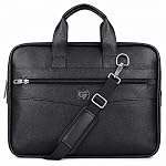 PU Leather Laptop Bag | Structured Office Messenger Briefcase with Adjustable Shoulder Strap | Executive Laptop Bag for Office & Travel