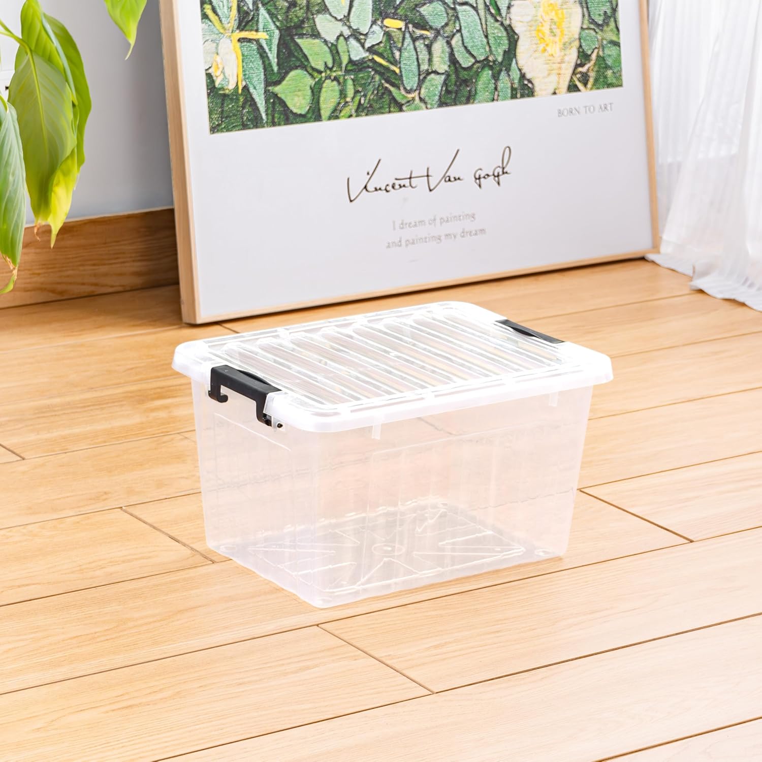 Cetomo 18Qt*6 Plastic Storage Bins, Storage Box, 6 Pack, Organizing Container with Durable Lids and Secure Latching Buckles, Stackable and Nestable, Clear with Black Buckle image 5