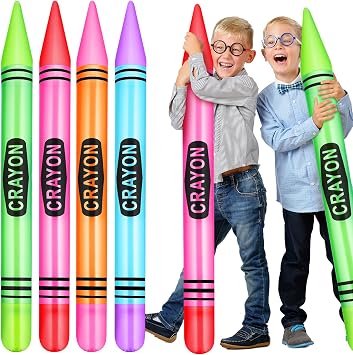 4 Pcs Giant Inflatable Crayons Balloon Decor, 43.3", Colorful