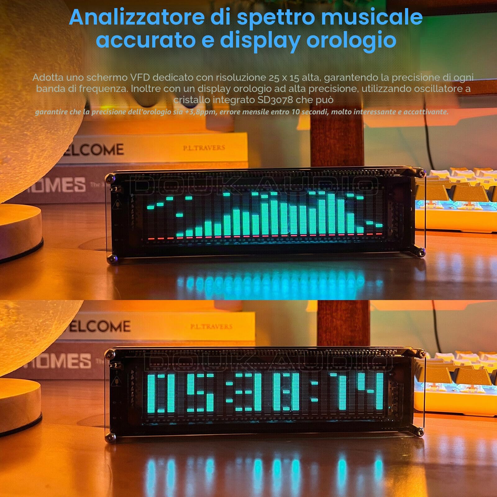 Nobsound, amplificatore per musica, indicatore a 15 livelli, VU meter, display VFD al LED