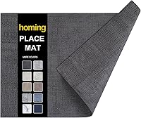 homing Faux Leather Heat Resistant Placemats 6 Pack, Waterproof Wipeable PU Place Mats Charcoal, Indoor Outdoor Table Protection