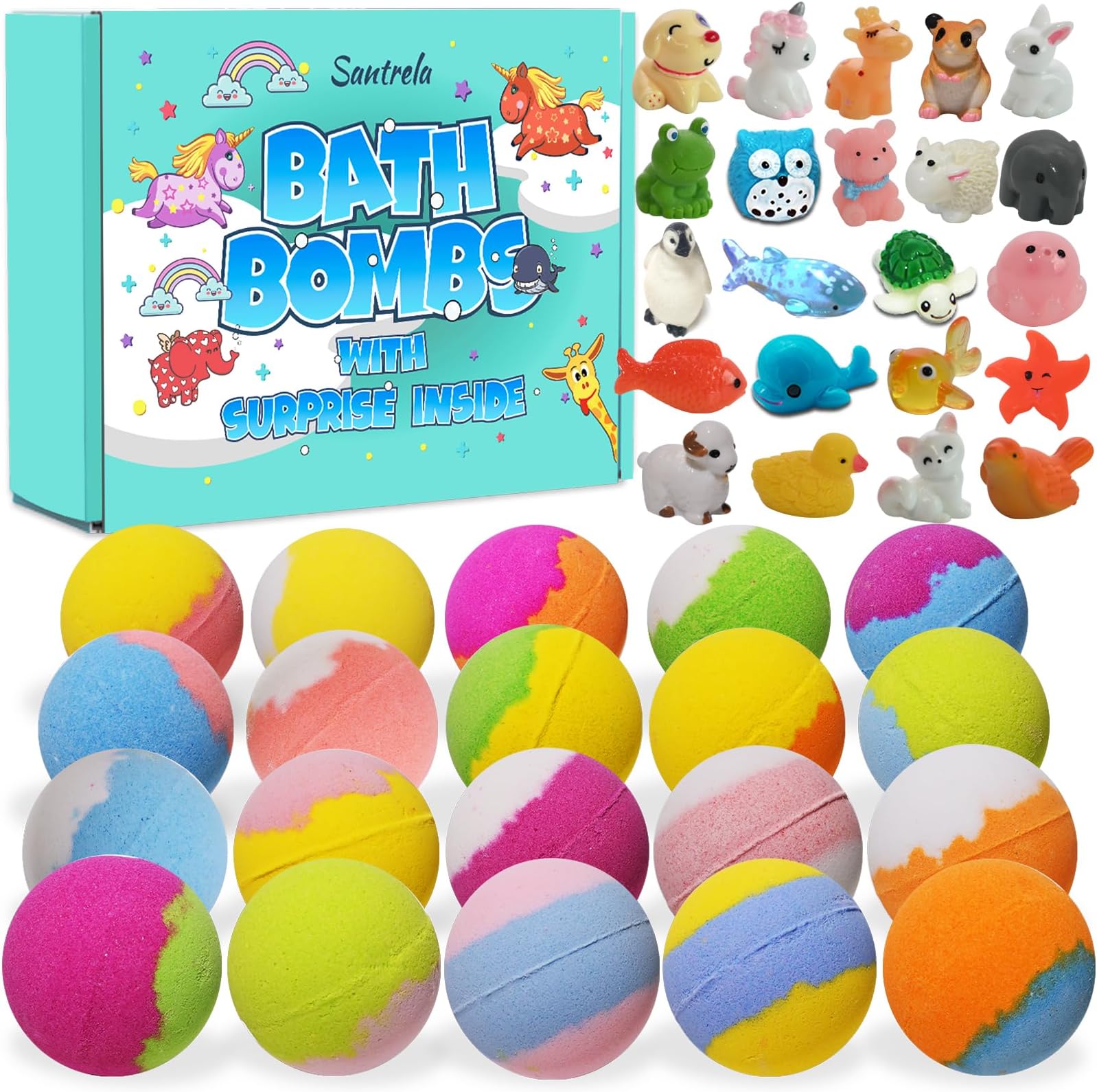 Canvalite Kids Bath Bombs with Surprise Inside 6 Pcs Handmade Bath Bombs Kits
