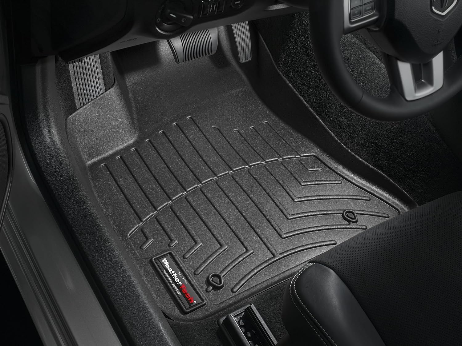 WeatherTech Custom Fit FloorLiners for Chrysler 300, Challenger, Charger - 1st Row (444251), Black