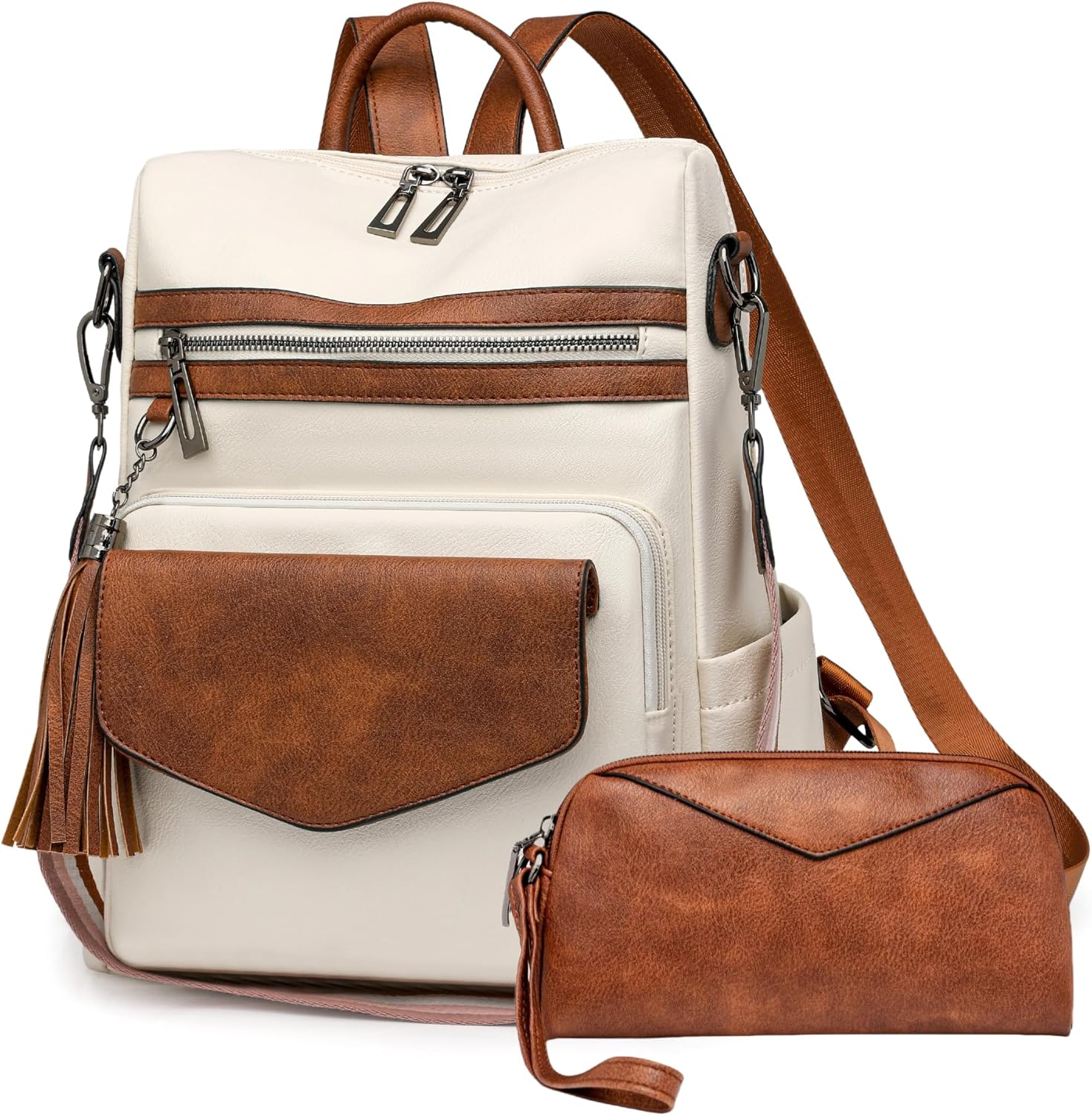 Backpack Purse for Women Fashion Designer Backpack Ladies Travel Convertible Shoulder Bags (White)