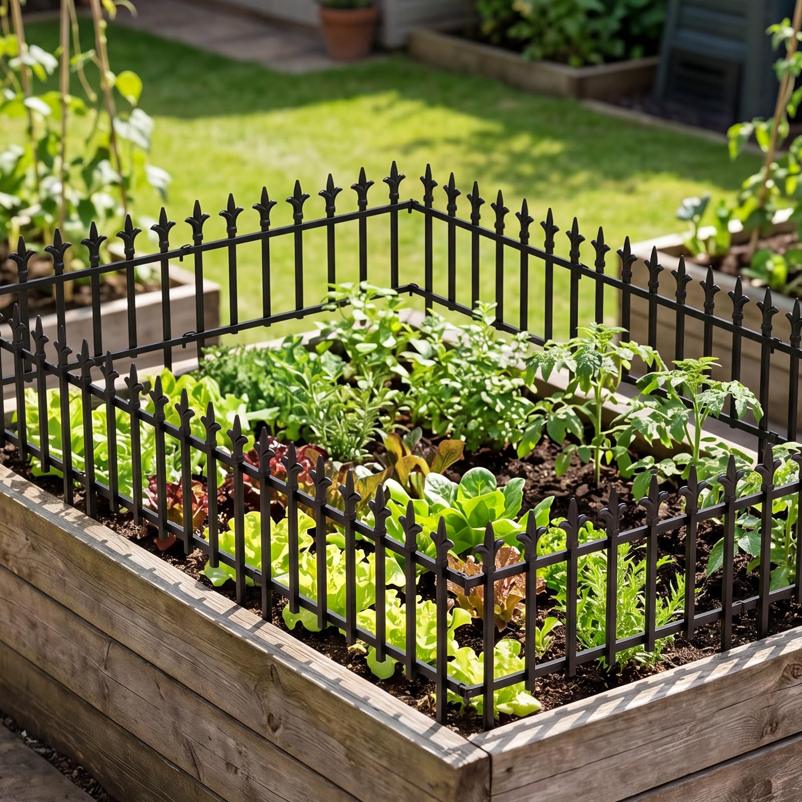 COSTWAY 10 Stück dekorativer Gartenzaun, Zaun Garten, 56cm(B) × 44cm(H)