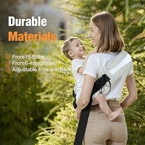 Miniatura 2 de Portabebés para bebés de 6 a 48 meses, 15-55 libras, ajustable y ergonómico con correas de hombro extragruesas, transporte delantero y trasero,