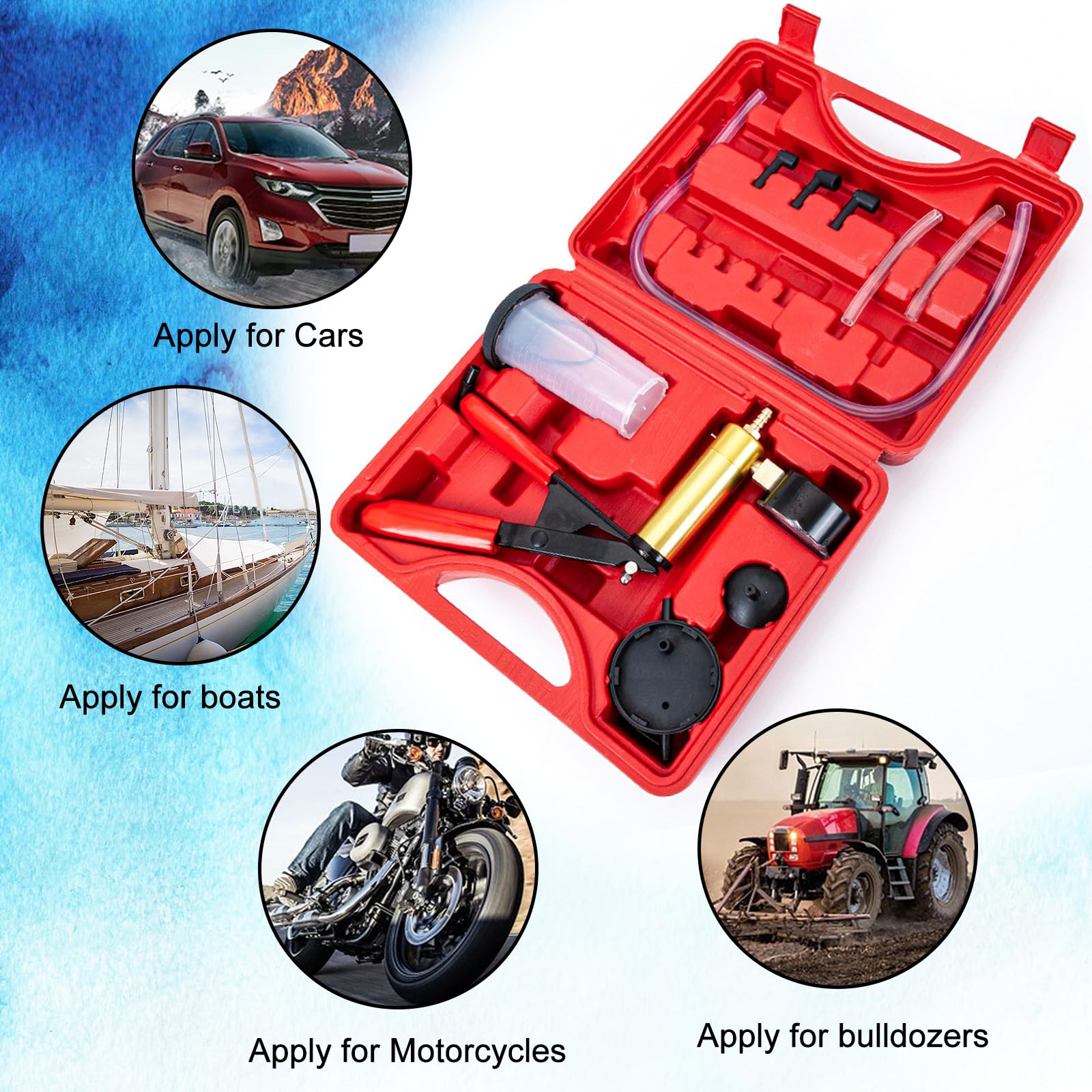 Freni Auto Dispositivo per aspira Liquido Freni Kit,Professionale per Spurgo Liquido Freni Set,Pompa Manuale per Svuotare Facilmente i Freni di Auto e Moto