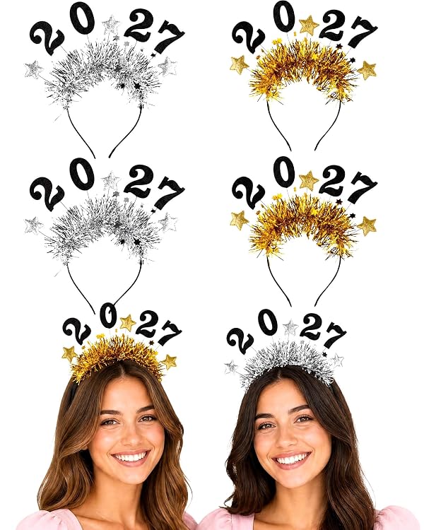 NUVCELKA 2027 Happy New Year Eve Headband Tiara 4 Pcs NYE Party Accessories by NUVCELKA - Used condition - US$10.93