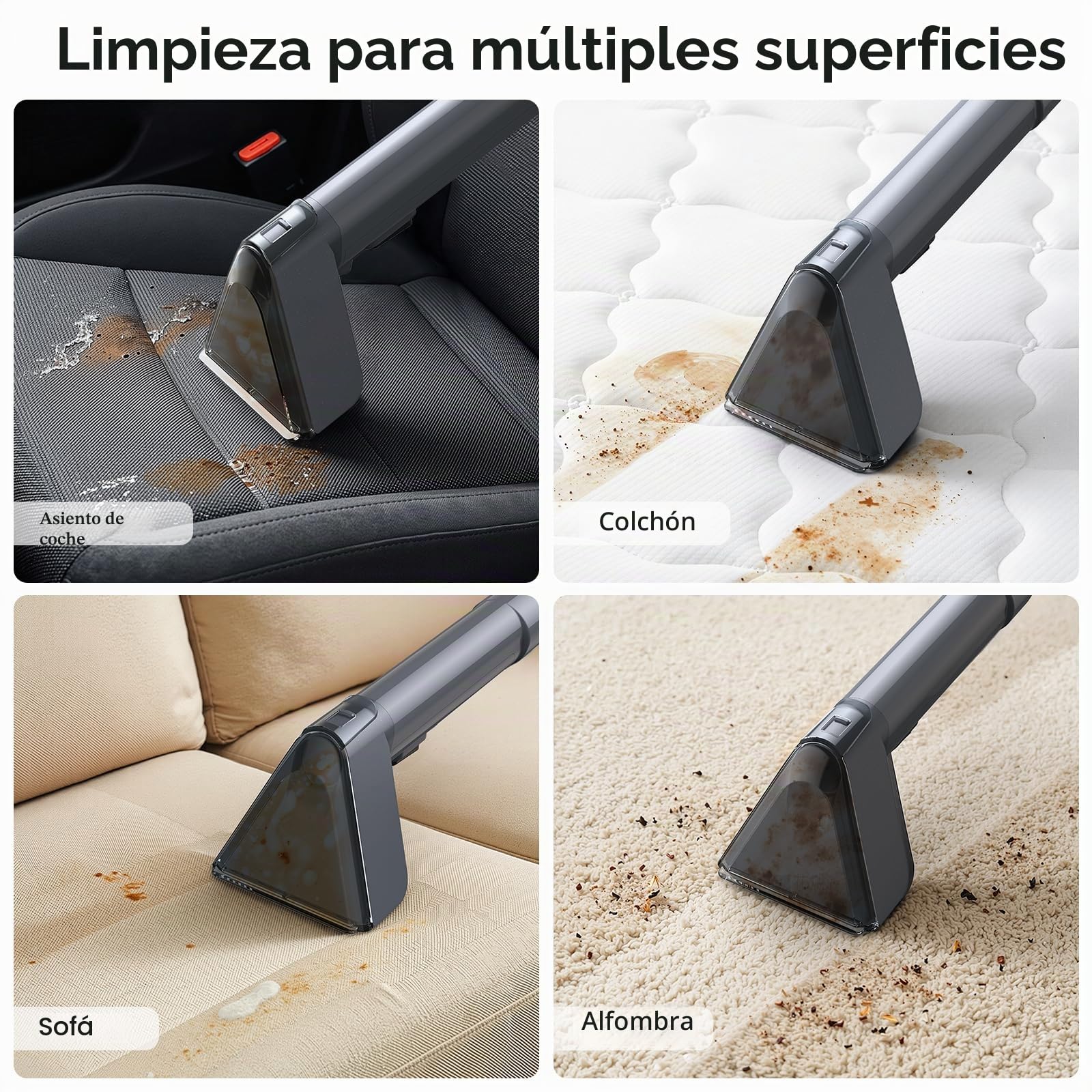 Lubluelu Aspirador húmedo para tapicería, 600 W, 18 kPa, con autolimpieza | Aspirador de lavado en húmedo con manguera larga, grandes tanques de agua y diseño ligero para alfombras, sofás y coches.