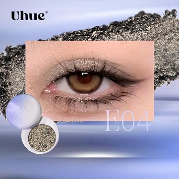 Uhue Y3K Monochrome Eyeshadow Single, Silver Blue Smoky Shimmer, Highly Pigmented Glitter Finish, One-Swipe Application, Professional Makeup Palette Refill (E04, 3G)