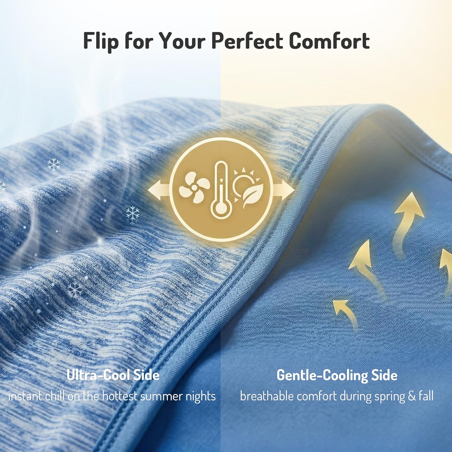Degrees of Comfort Cooling Blanket for Hot Sleepers Queen Size, Q-Max>0.4 PolarEdge Cold Fabric, Lightweight Summer Cool Blankets for Night Sweats - Blue 90x90