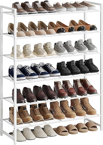 Miniatura 9 de Zapatero de metal, organizador de zapatos de garaje de 6 niveles, con capacidad máxima para 30 pares, estante de almacenamiento de zapatos