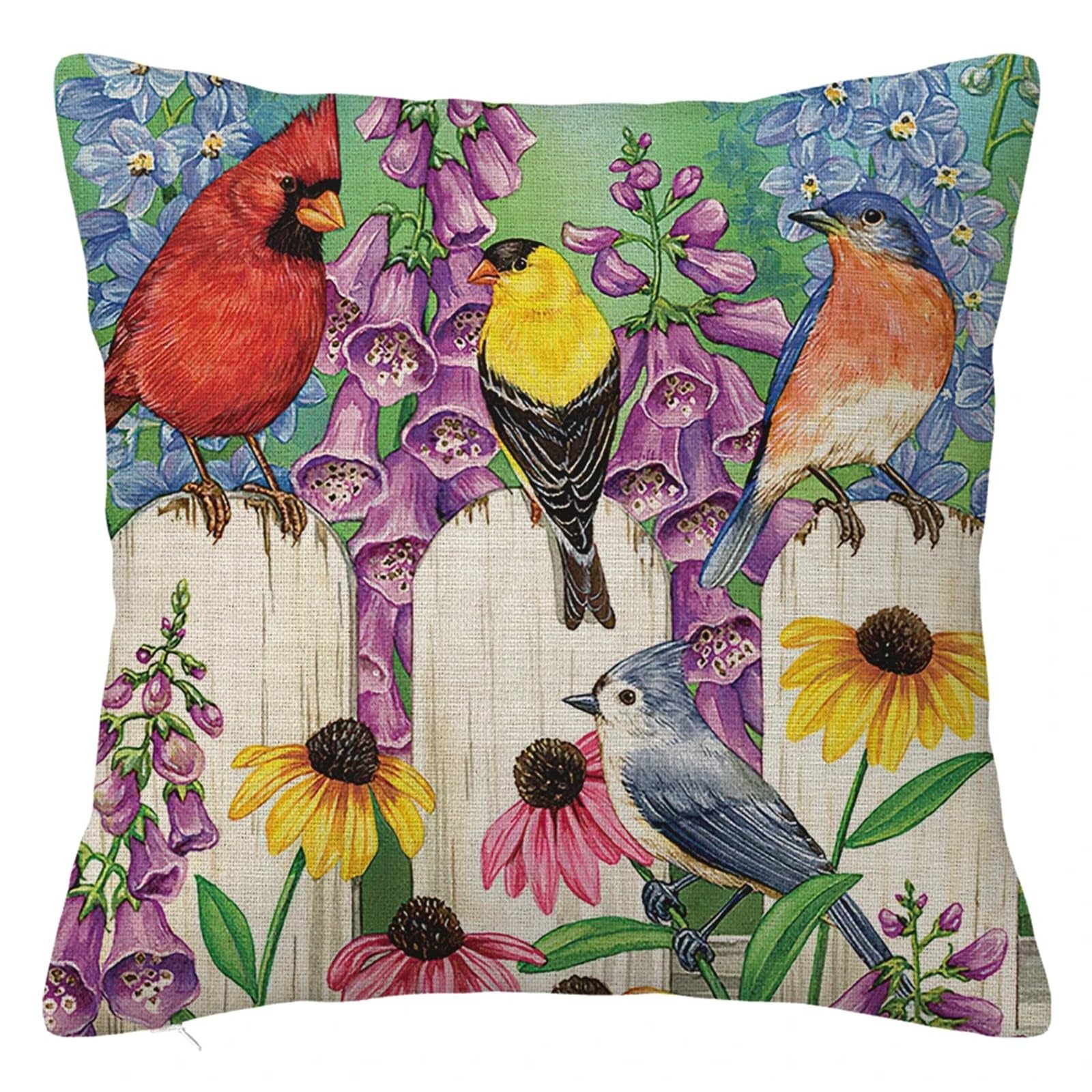 SHBHWS Branch Bird Flower Linen Pillowcase Sofa Cushion Cover Home Decoration 40x40 50x50 60x60 45x45 For Living Room Sofa(Color 17,450mm*450mm)