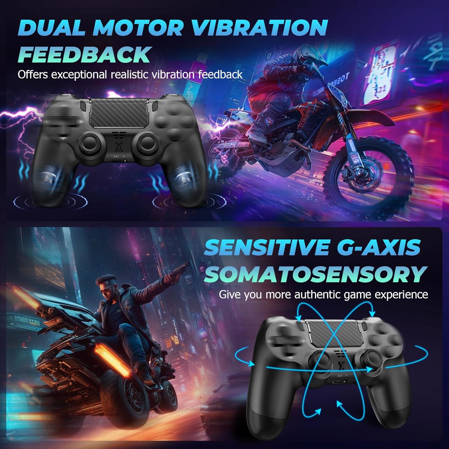 Puiseno Wireless Controller for PS-4, Dual Vibration Game Joystick/Motion Sensing/Touchpad/Speaker/3.5mm Audio Jack Headphone, Upgraded Six-Axis Sensor, Compatible with PS4/Slim/Pro Console/PC,Black 4 81SQPXsiYmL. SL1500