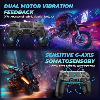 Suoxiom Wireless Controller für P4Game Controller Kompatibel mit P4/Slim/ProBluetooth Gamepad Joystick mit Touch Panel6-Achsen Gyro Sensor 3.5mm Audio Jack(Schwarz+Weiß)