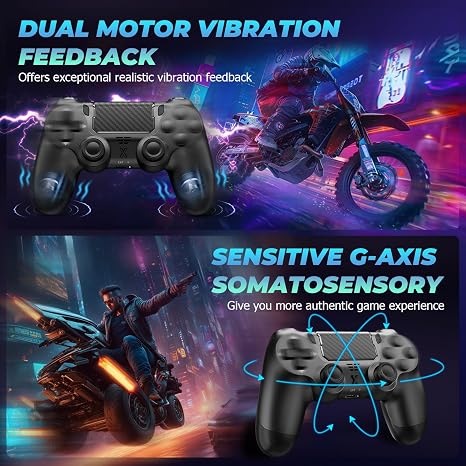 Suoxiom Wireless Controller für P4Game Controller Kompatibel mit P4/Slim/ProBluetooth Gamepad Joystick mit Touch Panel6-Achsen Gyro Sensor 3.5mm Audio Jack(Schwarz+Weiß)