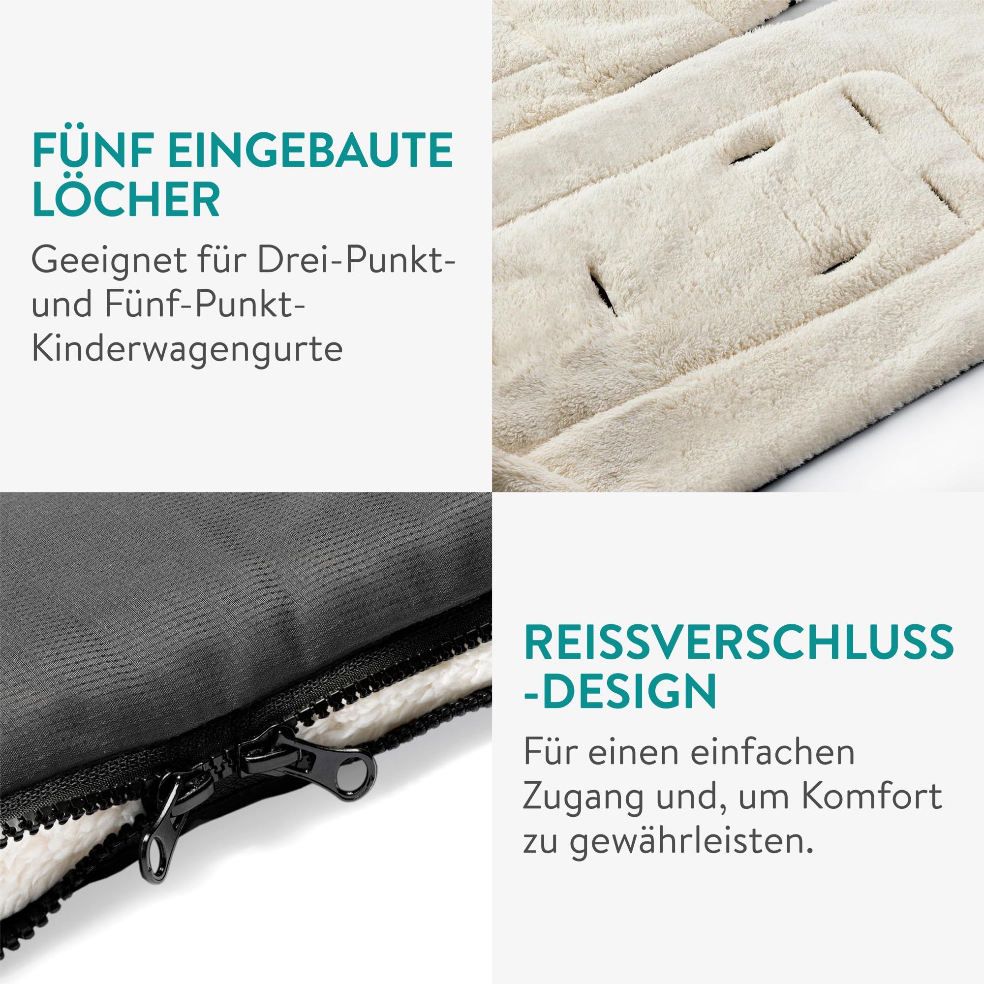 Navaris Fußsack Kinderwagen für Winter - Fusssack Kinderwagen für Baby Winter - Baby und Kinder Fußsack Buggy Herbst - warmer Fusssack Buggy - Winterfußsack Wintersack - Grau
