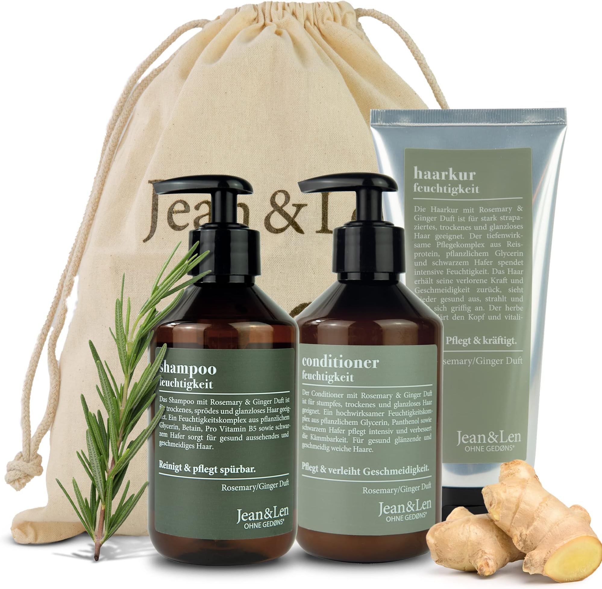 Hair Care Set Rosemary/Ginger Shampoo, Conditioner + Treatment