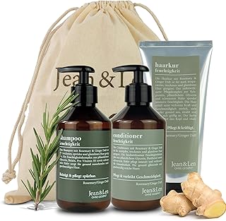 Hair care Set Rosemary Ginger by Jean&Len, Contains Shampoo, Conditioner + Treatment for bright & healthy hair, with natur...