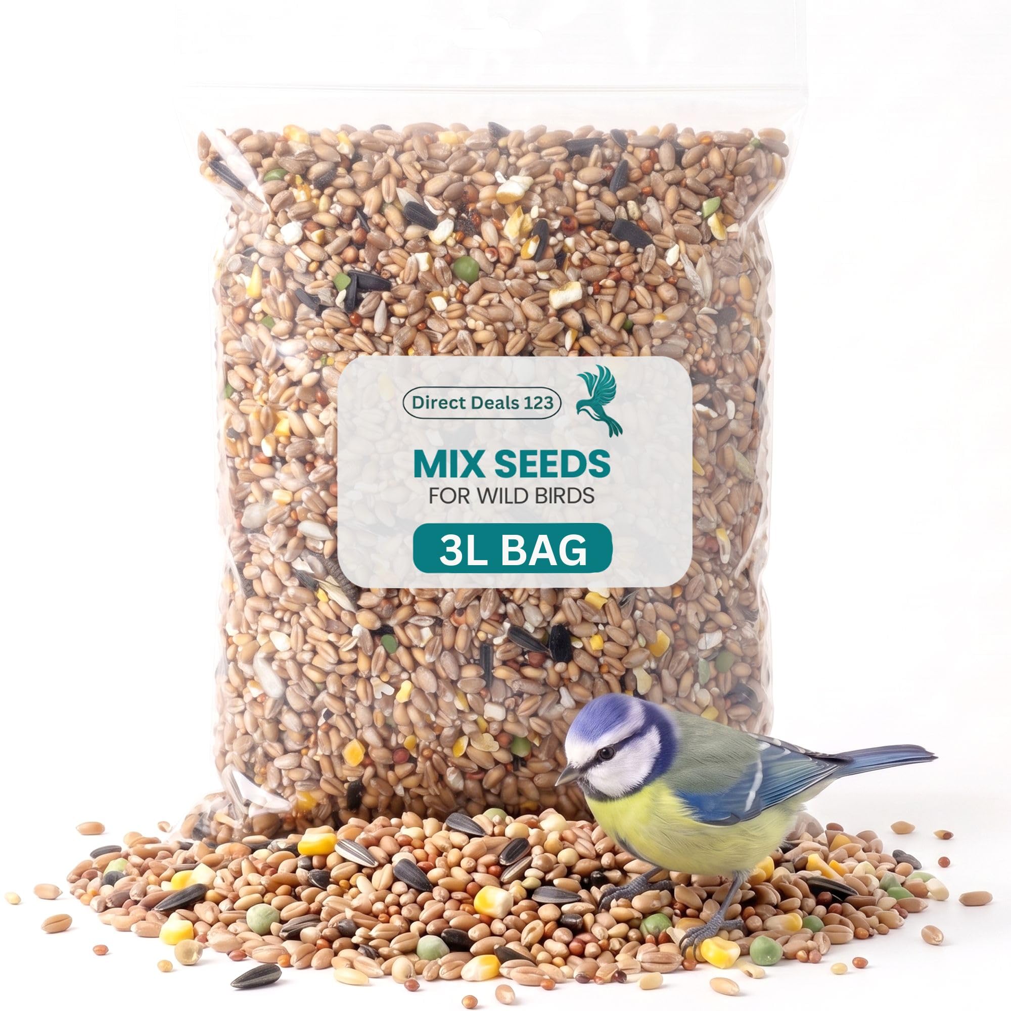 (3L BAG) Mix Seed Pro for Wild Bird food Premium Garden Feed Natural Birdseed for Sparrows Finches Small Wildlife Clean Feeding Year Round Nutrition Quality Seed Blend Pack