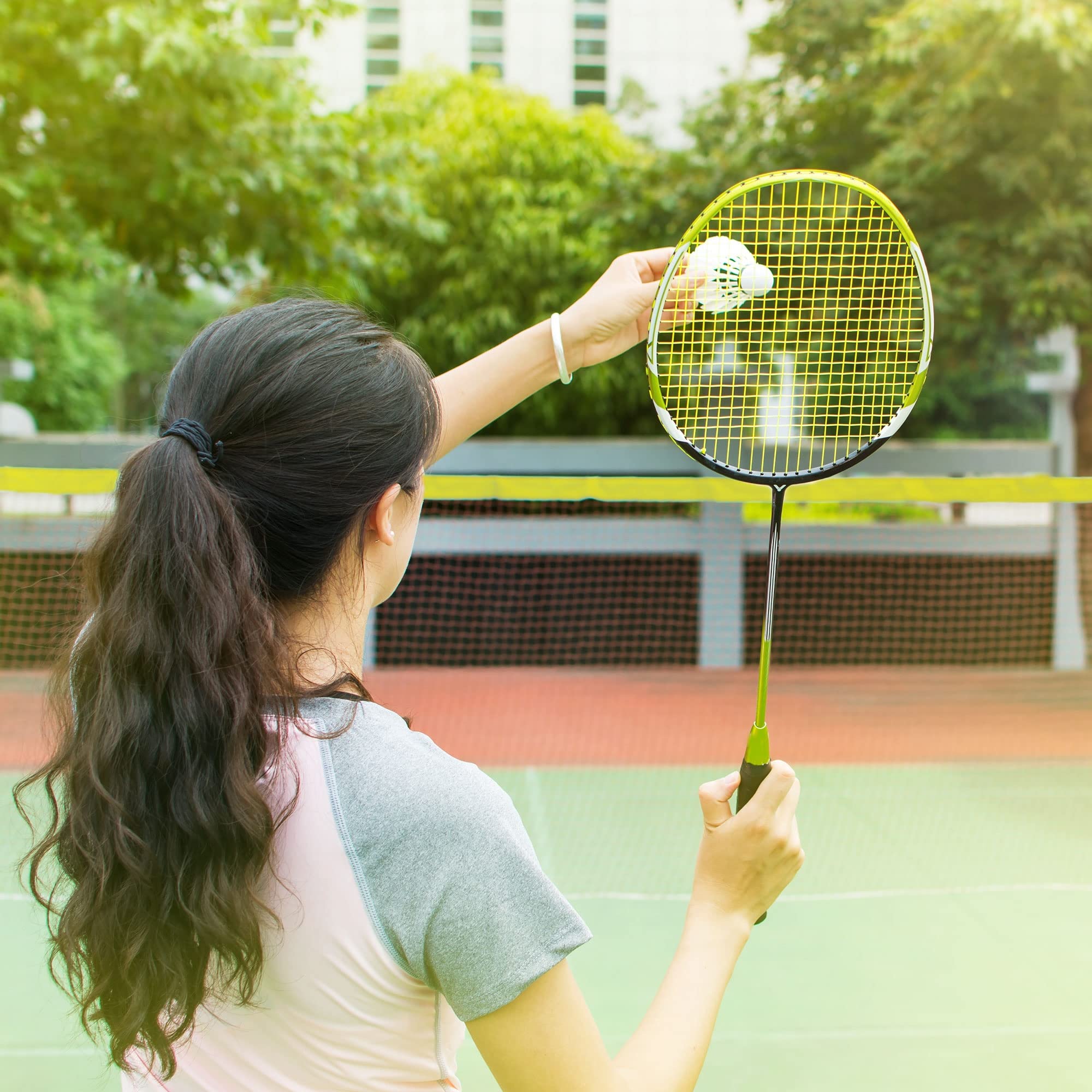 Hauki Badminton Netz, Tennisnetz 400cm/500 cm, Schwarz/Blau, H156 cm, Federballnetz Set, 3x Federball, Transporttasche, stabilem Eisen-Gestell, Tragbares Volleyballnetz, Trainingsnetz Indoor & Outdoor