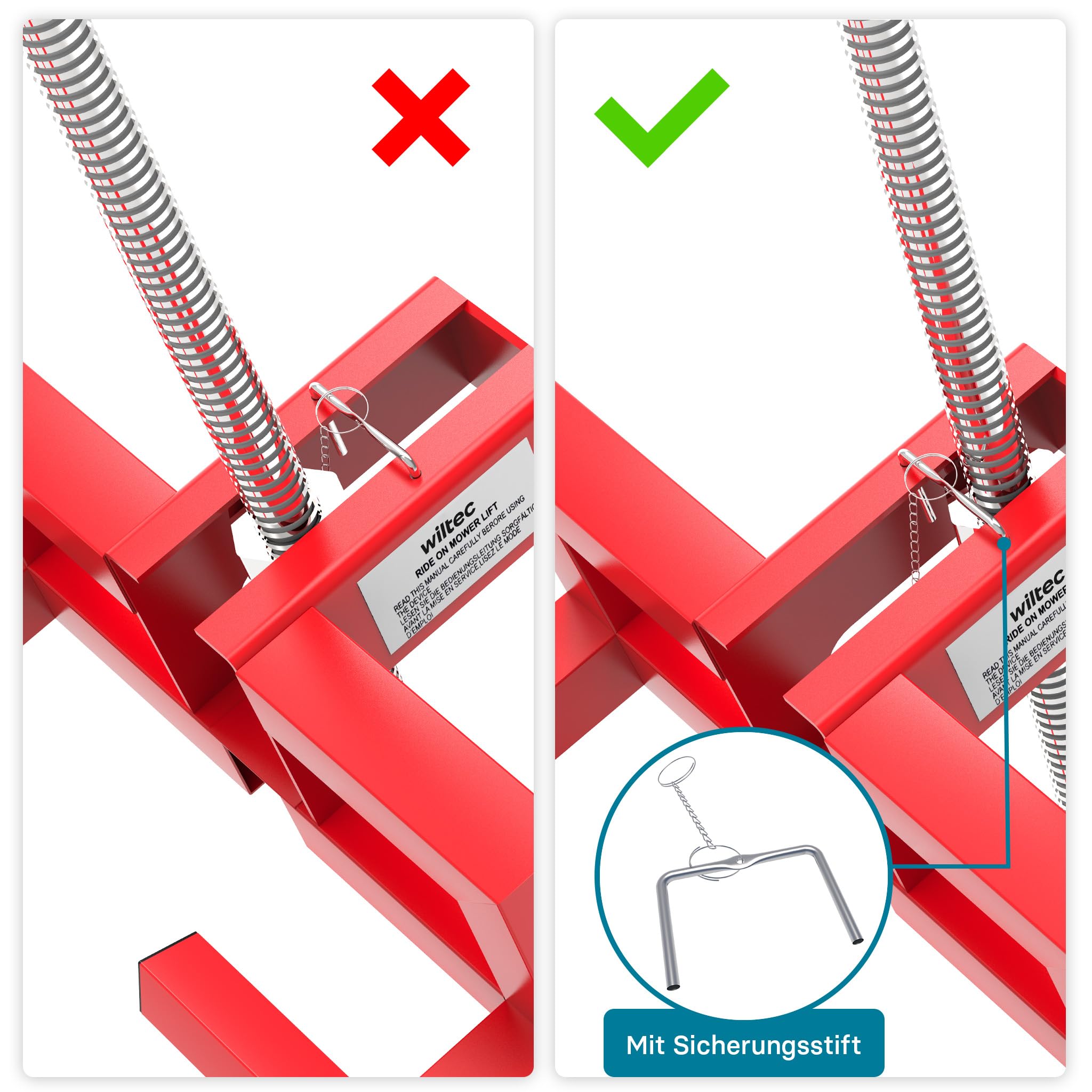 Hebevorrichtung Aufsitzmäher bis 400 kg inkl. Adapter für Rasentraktor bis 35° Neigung