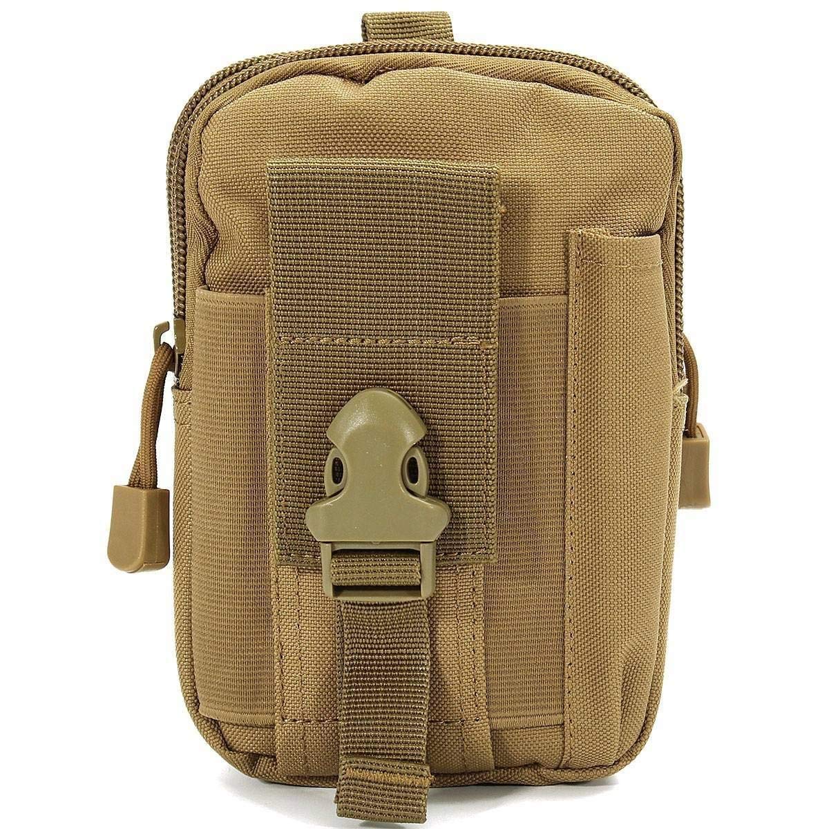 Tactical Waist Pack Army Camo Molle Bag with Zipper Nylon Tool Holder EDC Pouch Mobile Phone Belt Bag for Camping Hiking