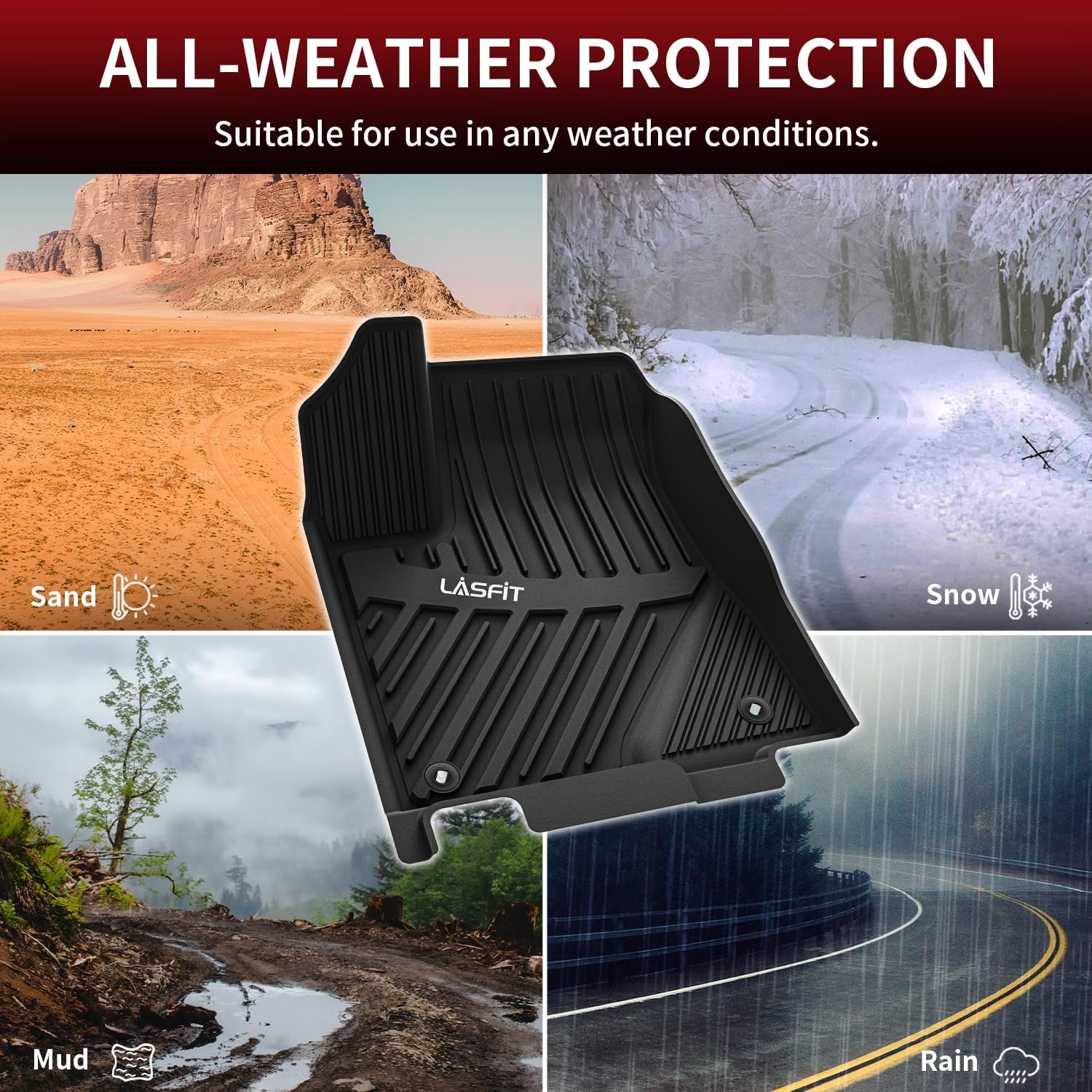 LASFIT Floor Mats for Toyota Highlander 2014-2019 (Not for Hybrid) All Weather Custom Fit Floor Liner for Highlander LE/XLE/SE/Limited/TPE Front and Rear 2 Row Car Mats,Black - Image 6