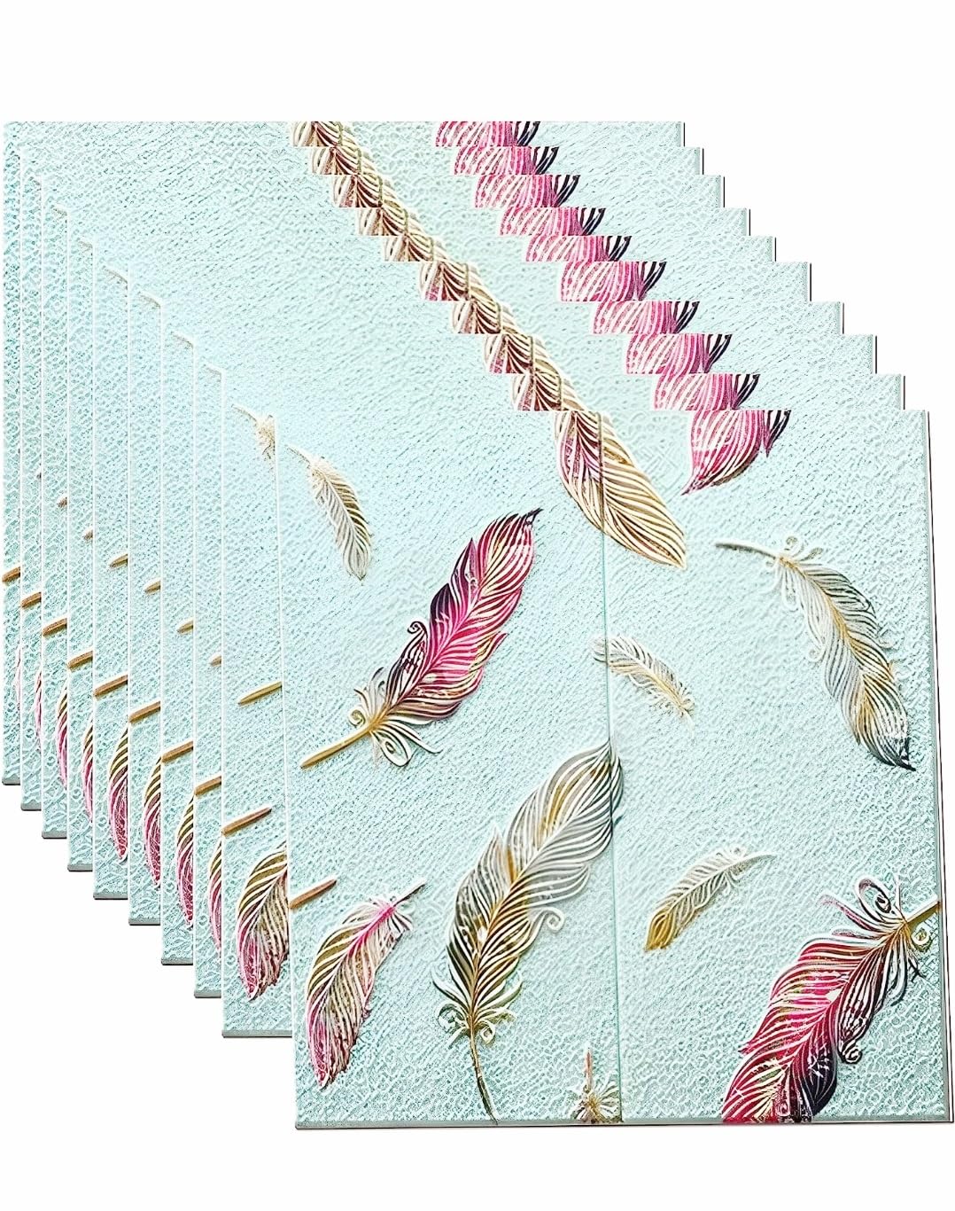 RavSo Wallpaper - Self Adhesive Feather Print PE Foam 3D Wall Stickers/DIY Wallpaper for Home Hotel Living Room Bedroom & Café (70cmX70cm,Approx 5.27SqFt) (Blue Pack of 5 Sheet (26.35Sq. Ft.)) (B0CBNGJ2PQ) Amazon Price History, Amazon Price Tracker