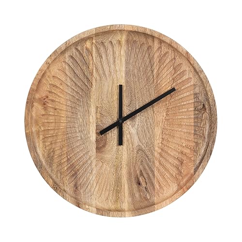 Miniatura 8 de Kate and Laurel Grear Modern - Reloj de pared redondo sin números 17 pulgadas de diámetro madera natural reloj decorativo de madera tallada