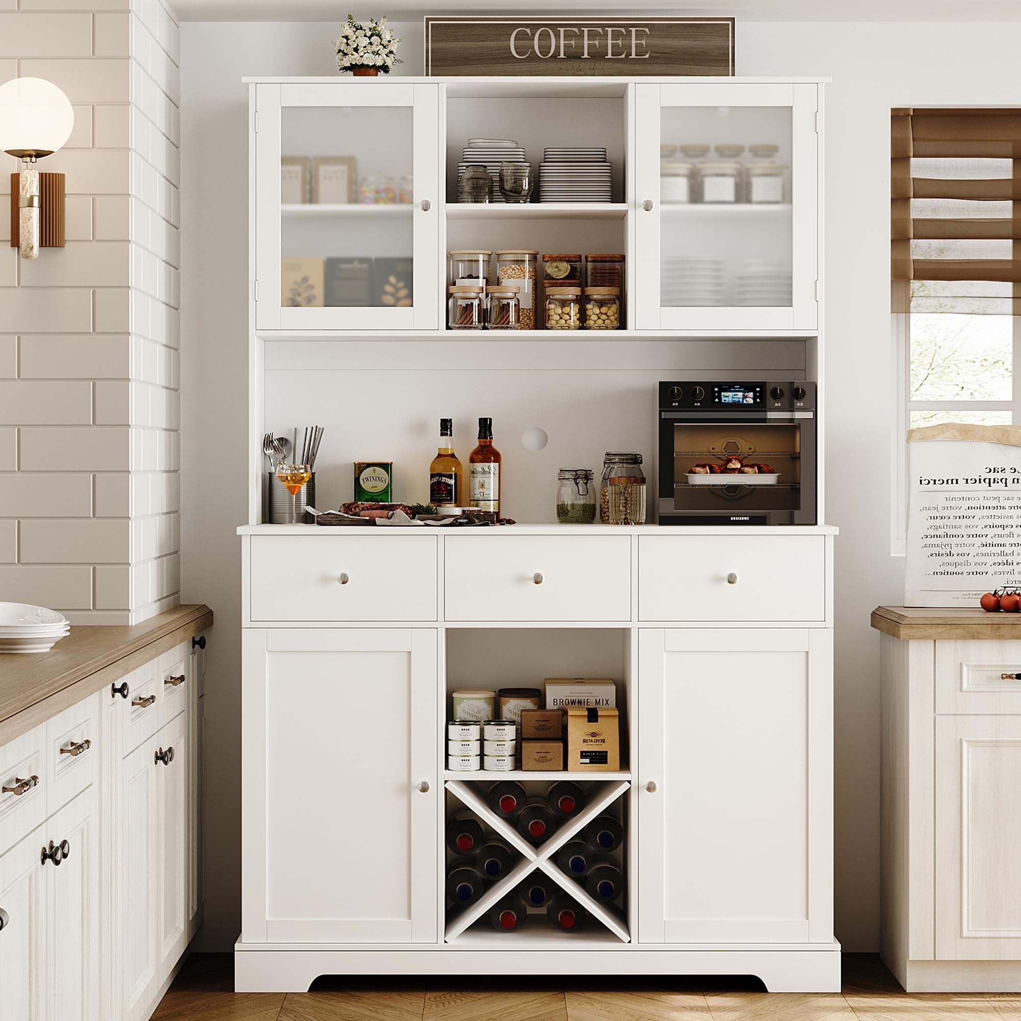 Amazon.com: PAKASEPT Farmhouse Kitchen Pantry Storage Cabinet, 47" Wide ...