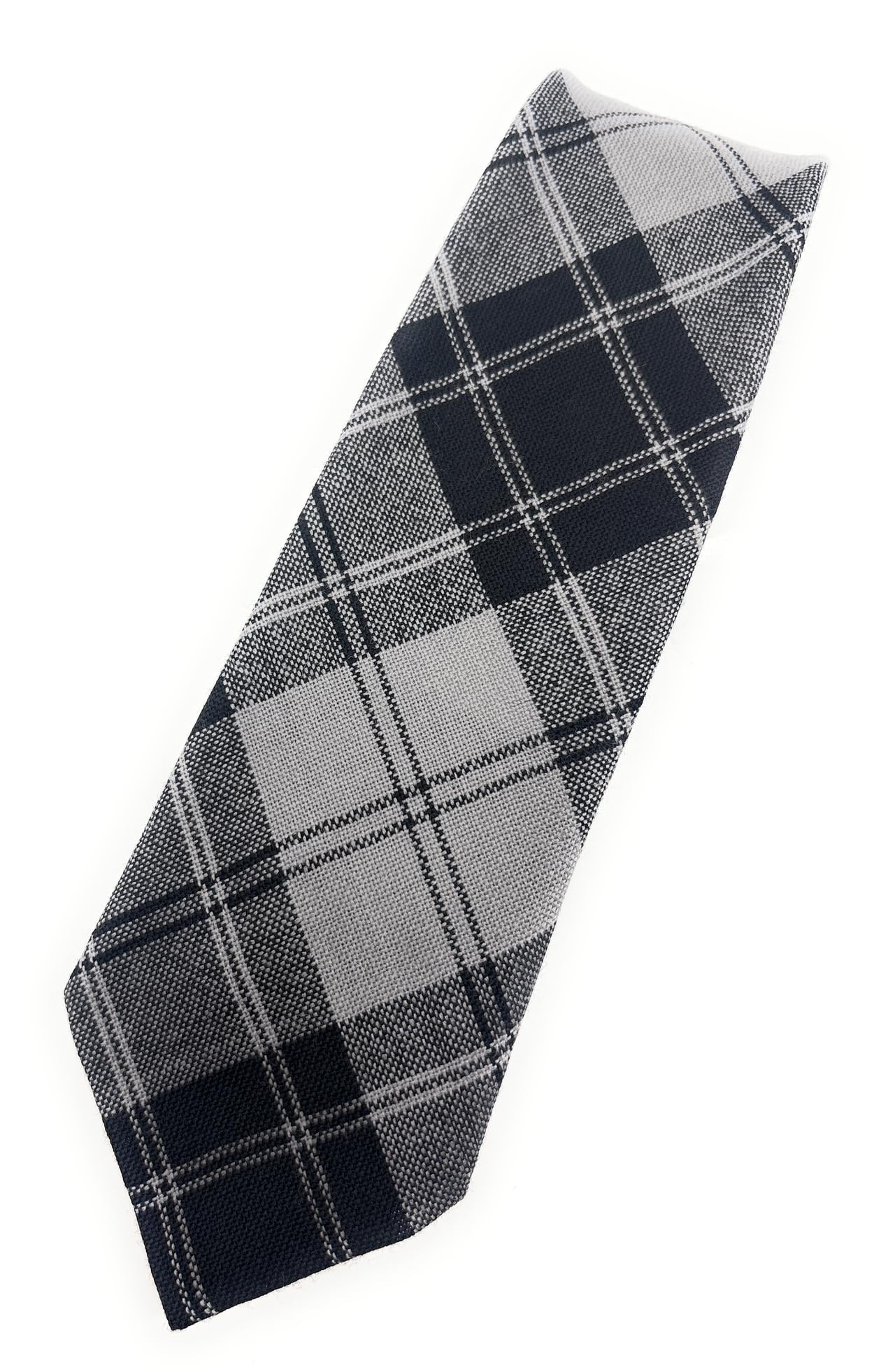 Pure Wool Scottish Tartan Necktie Available in Various Tartans - Made in Scotland (Douglas Grey)