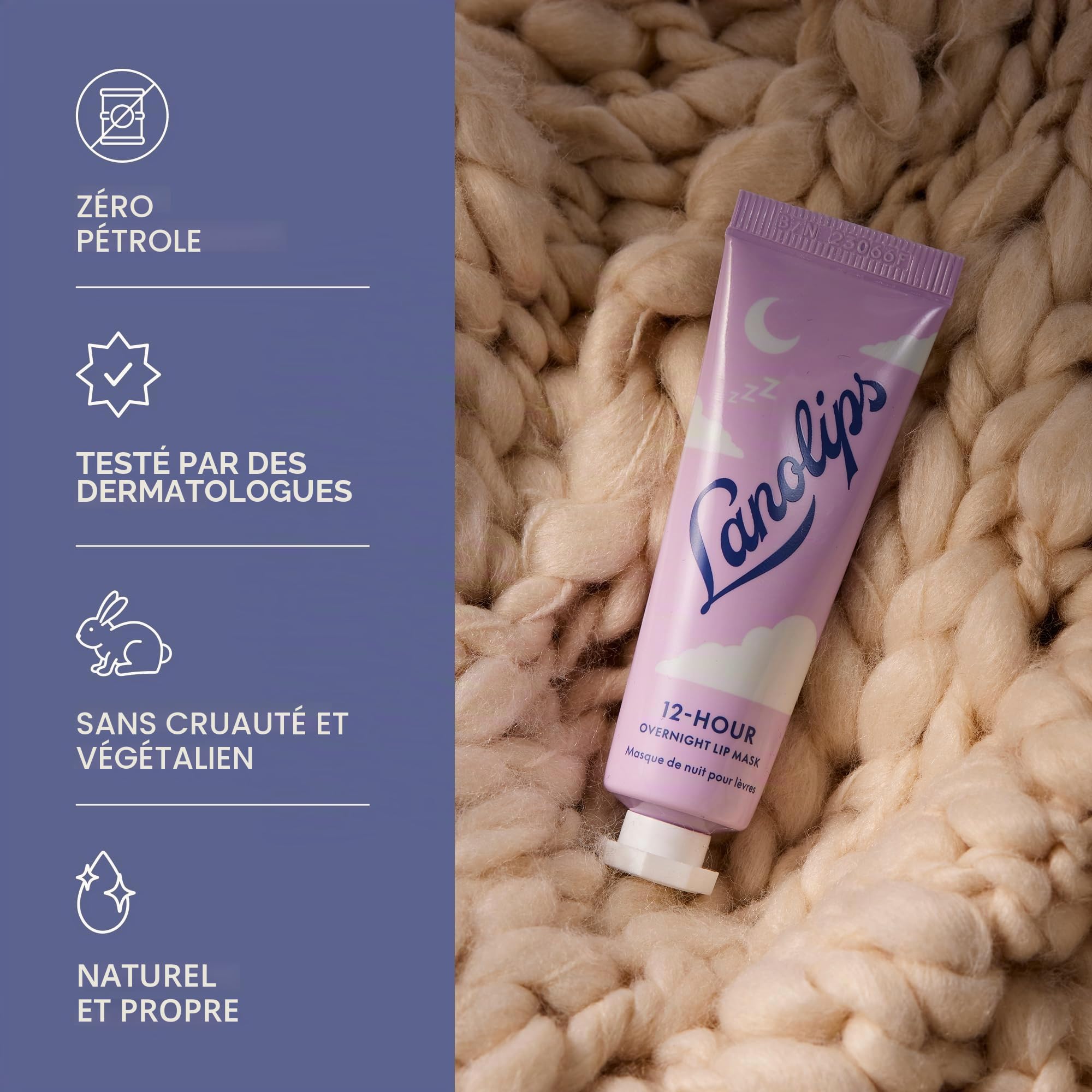 Masque à lèvres de nuit 12 heures – Hydratant riche pour les lèvres avec acide hyaluronique, vitamine C et céramides – Restaure, adoucit et régénère les lèvres pendant que vous dormez – Soin des