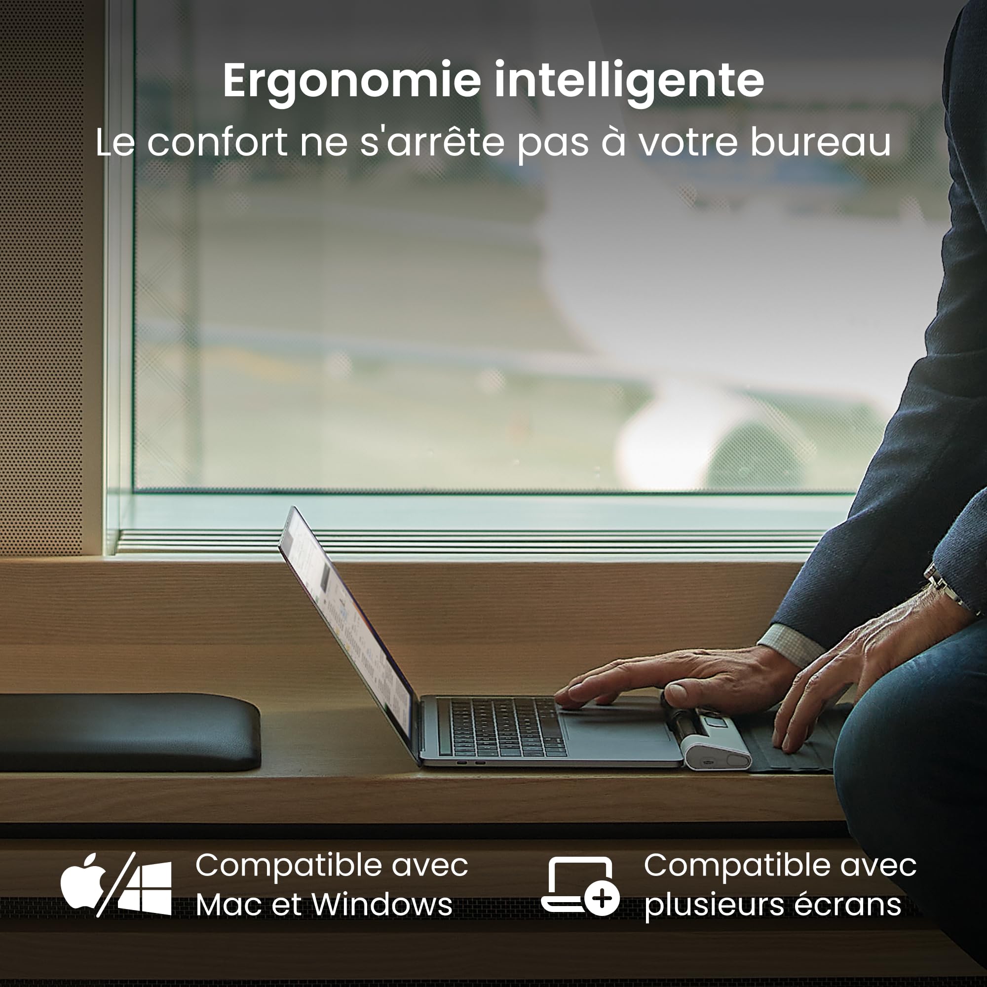 Contour RollerMouse Go – Souris Ergonomique centrée pour Le soulagement du Canal carpien | Compacte et idéale pour Les déplacements | Bluetooth et USB | Design ambidextre avec 5 Boutons