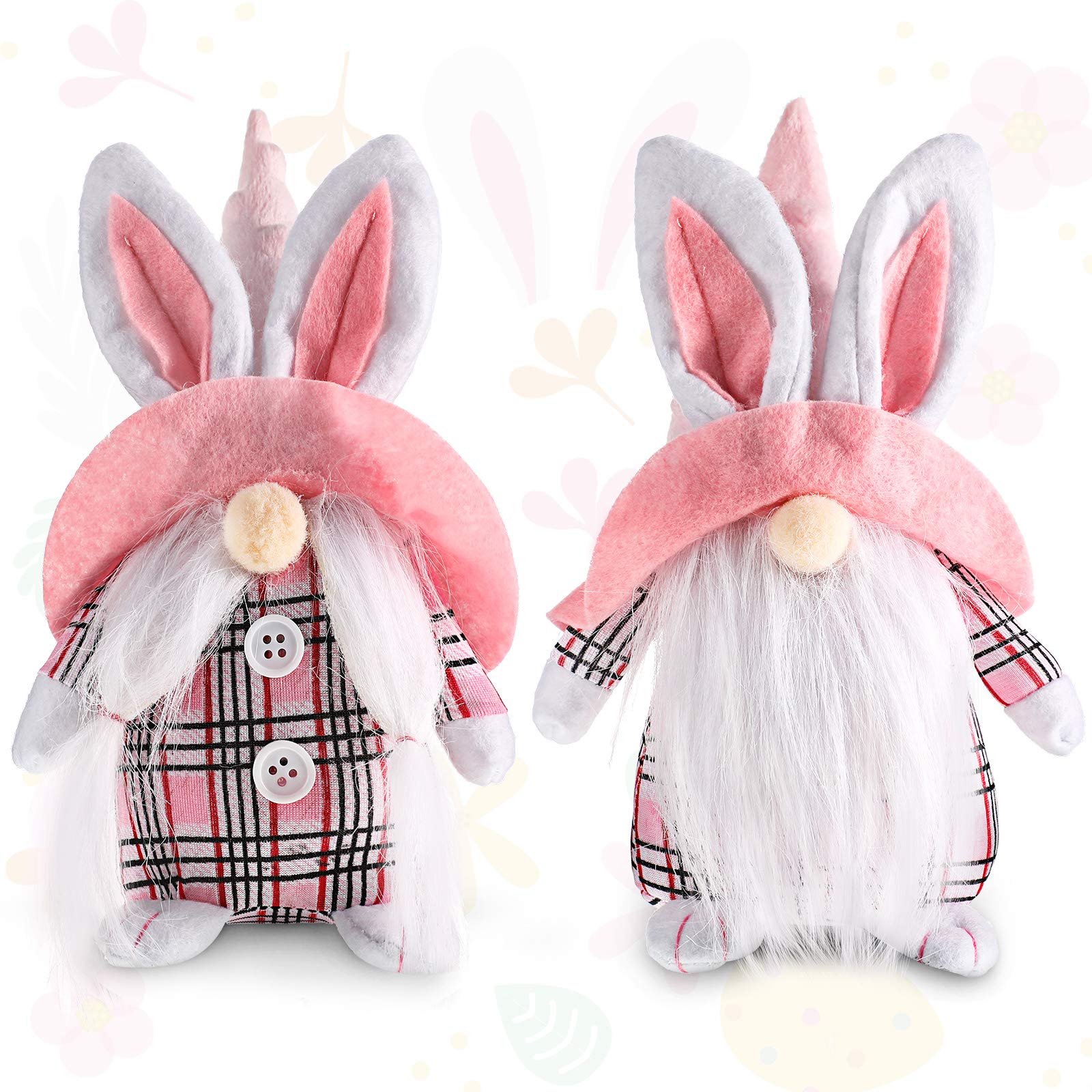 Skylety 2 Pieces Bunny Gnomes Rabbit Easter Gnome Tomte Nordic Swedish Nisse Scandinavian Tomte Elf Dwarf Holiday Home Decor Spring Easter Decoration Collectible Figurine