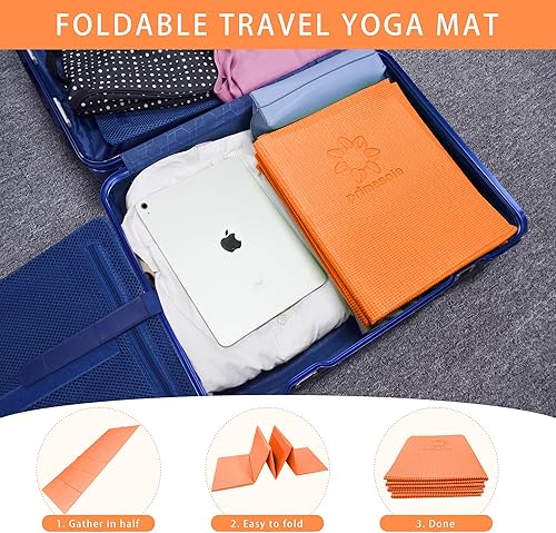Miniatura 10 de Primasole Esterilla plegable de viaje de yoga Pilates plegable fácil de llevar a la clase Beach Park Travel Picnics 0.157 in de espesor