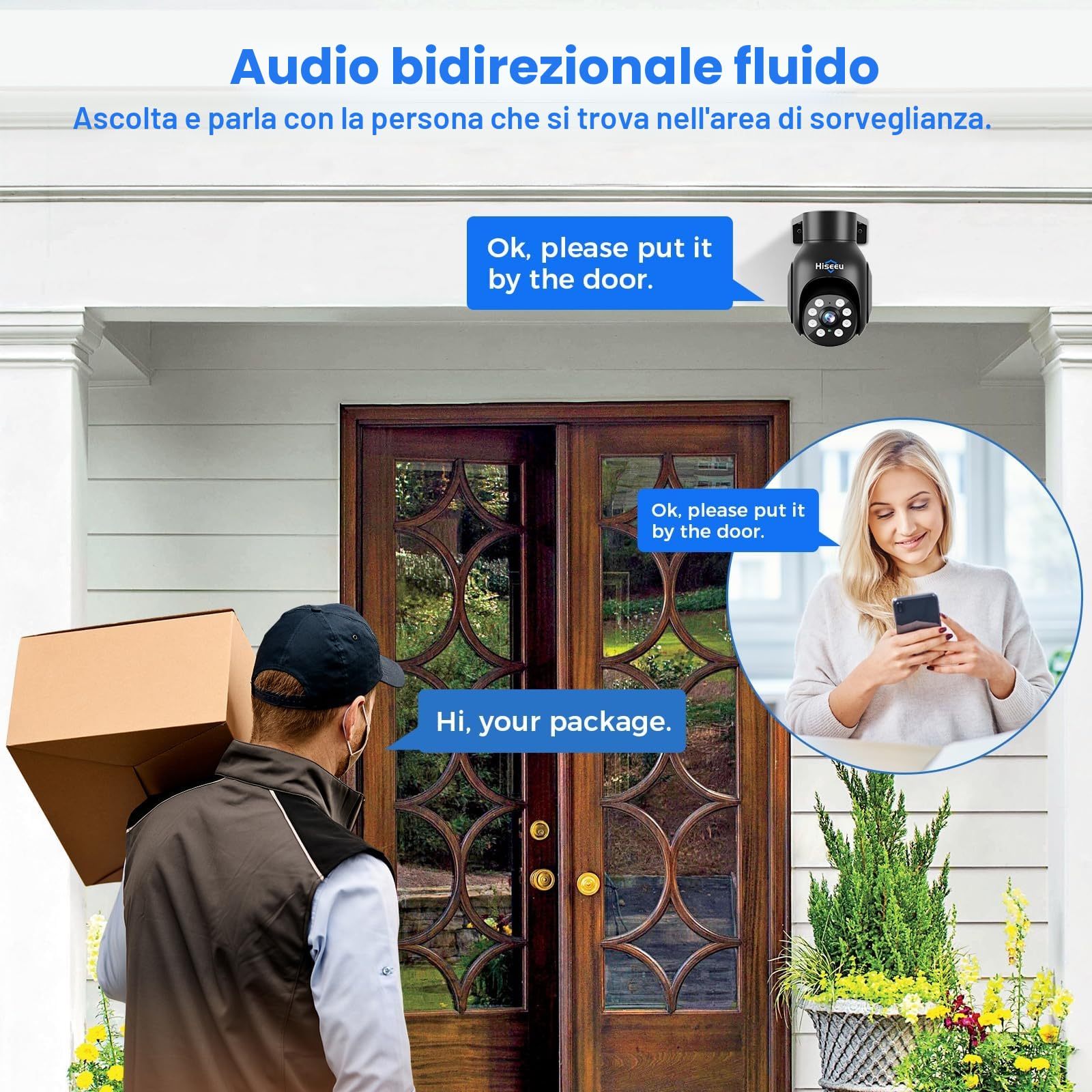 【10CH 15" Monitor+3TB HDD】Hiseeu 5MP Kit Videosorveglianza PTZ WiFi Esterno con Monitor 10CH 5MP NVR e 4X5MP Telecamera Wi-Fi,Visione Notturna a Colori,Rilevamento Umano,Sirena Remoto Vista Alexa