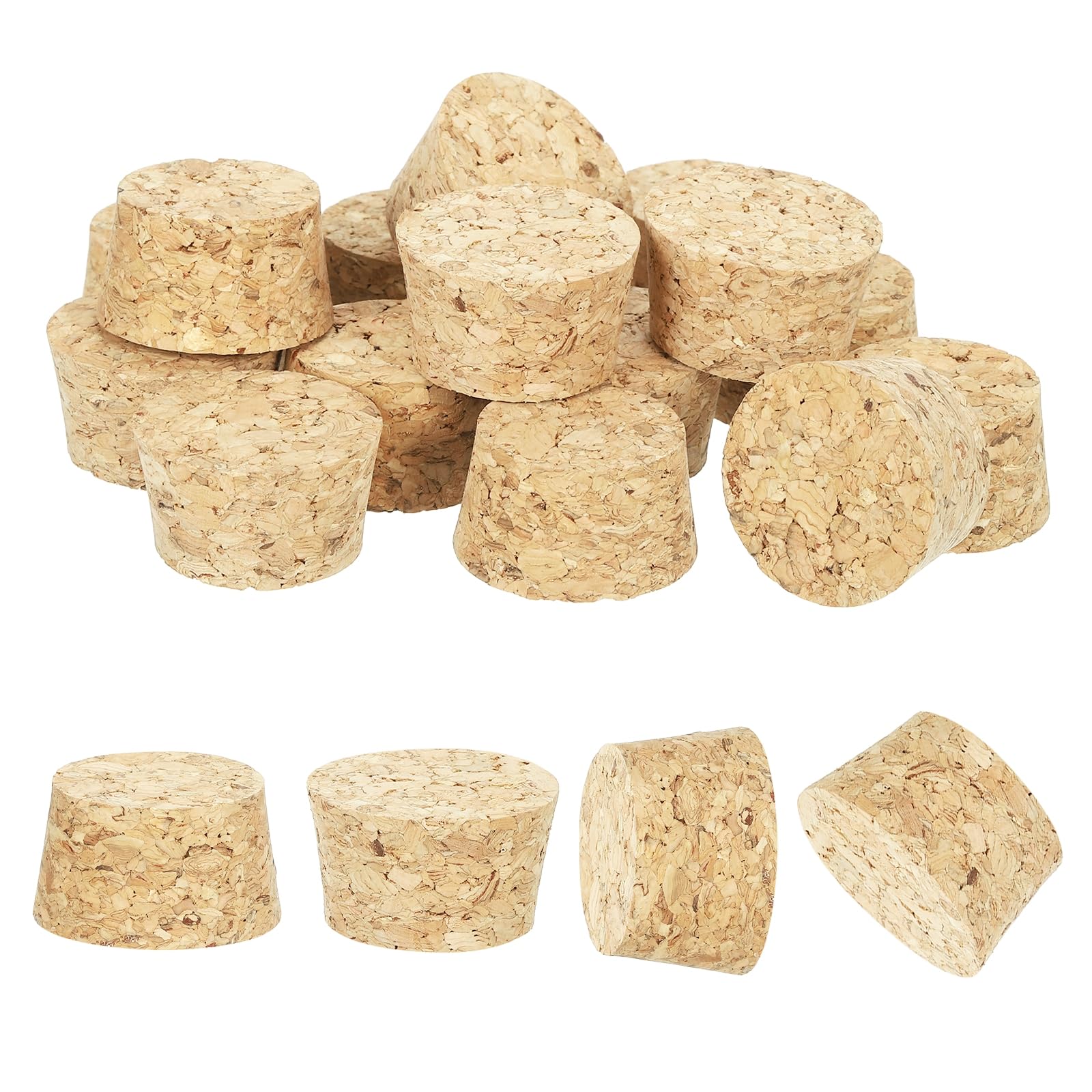 sourcing map 20 Pcs Cork for Bottles Stoppers Cork Plugs, 1.3x1.14x0.79 Inch Soft Wood Natural Tapered Corks for Bar Restaurant DIY Crafts — image 1
