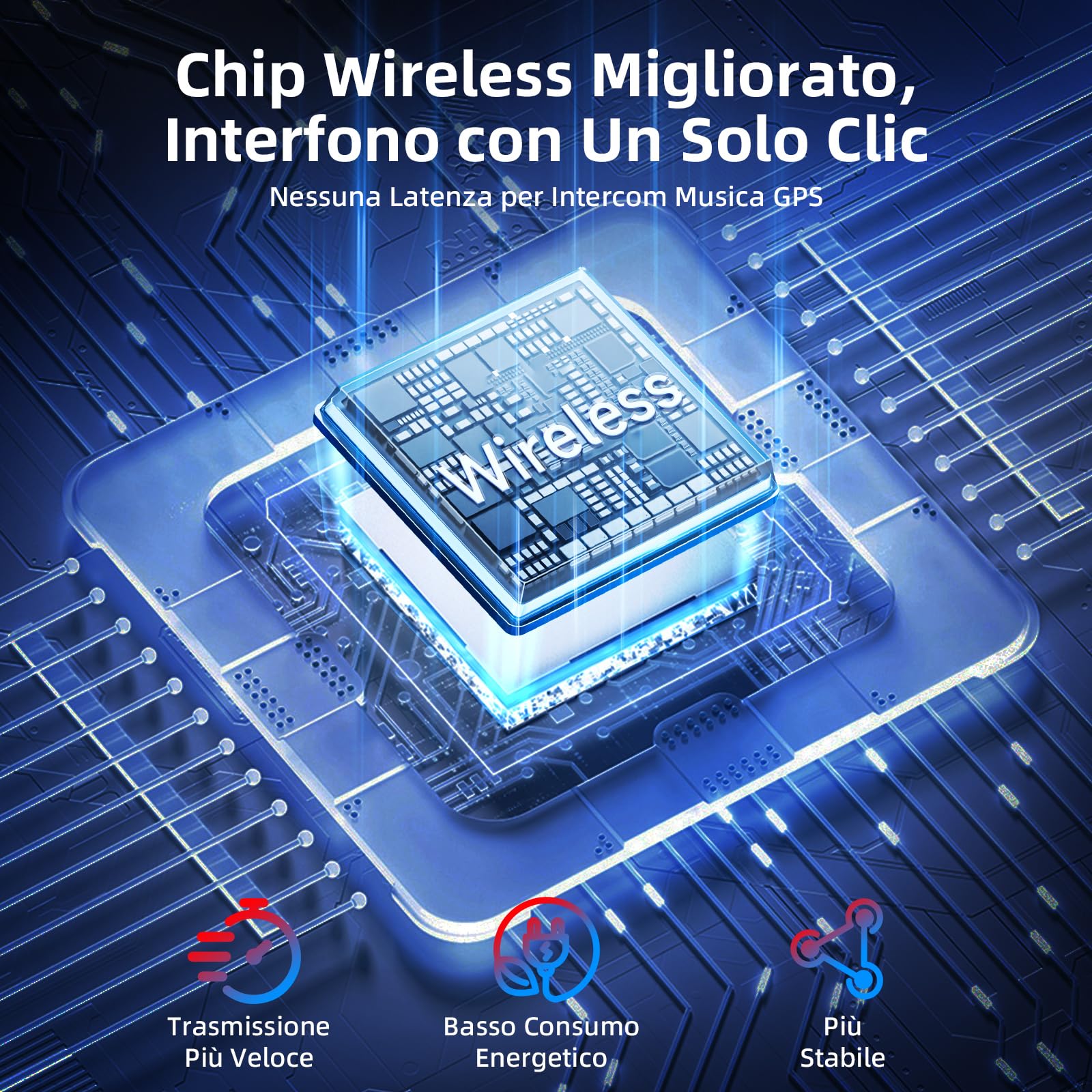Moman Interfono Moto, CP-E Auricolare Casco Moto 6 Motociclisti 2000M Sistema di Comunicazione Connettività Universale con Cancellazione del Rumore Condivisione Musica Radio FM Impermeabile, Singolo