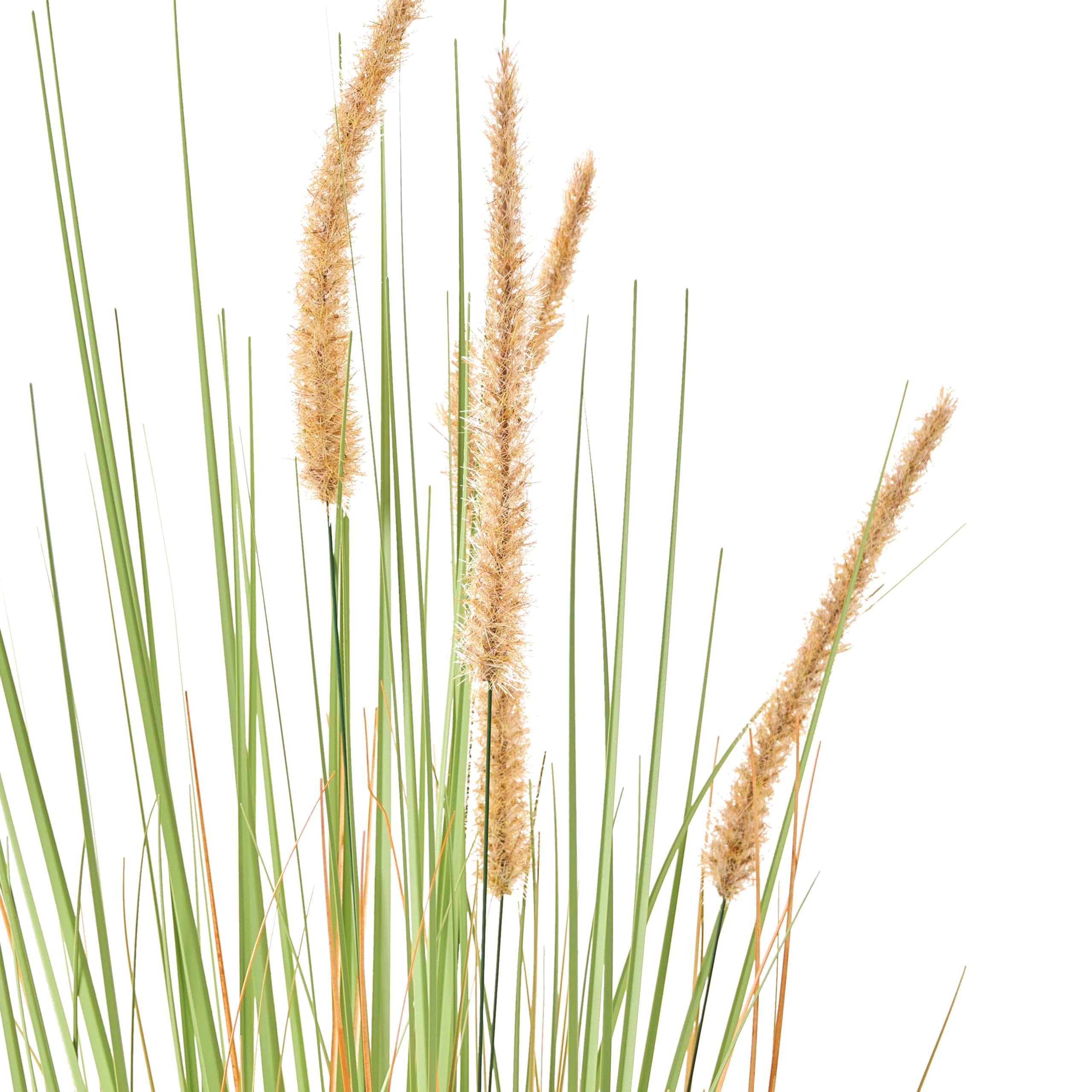 Beliani Planta Artificial en Maceta para Interior decoración de plástico con Maceta Negra 90 cm Hojas Verdes y Junco Naranja Bristlegrass