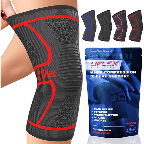 UFlex Athletics Compression Knee Brace for Women & Men Knee Sleeves Support for Sports, Running, Weightlifting, Arthritis, Meniscus Tear, ACL, Hiking, Recovery Support & Fitness