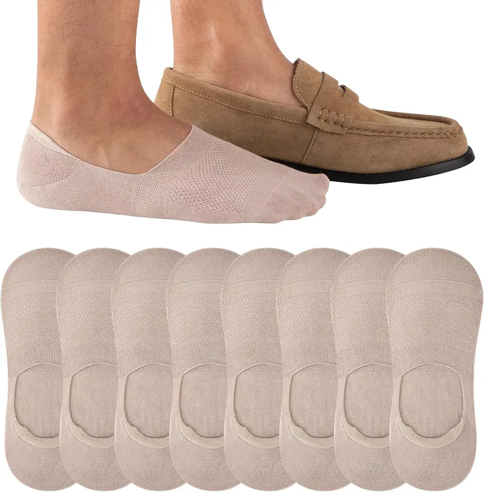 8 pares de meias invisíveis masculinas antiderrapantes de algodão de corte baixo invisíveis para mocassim