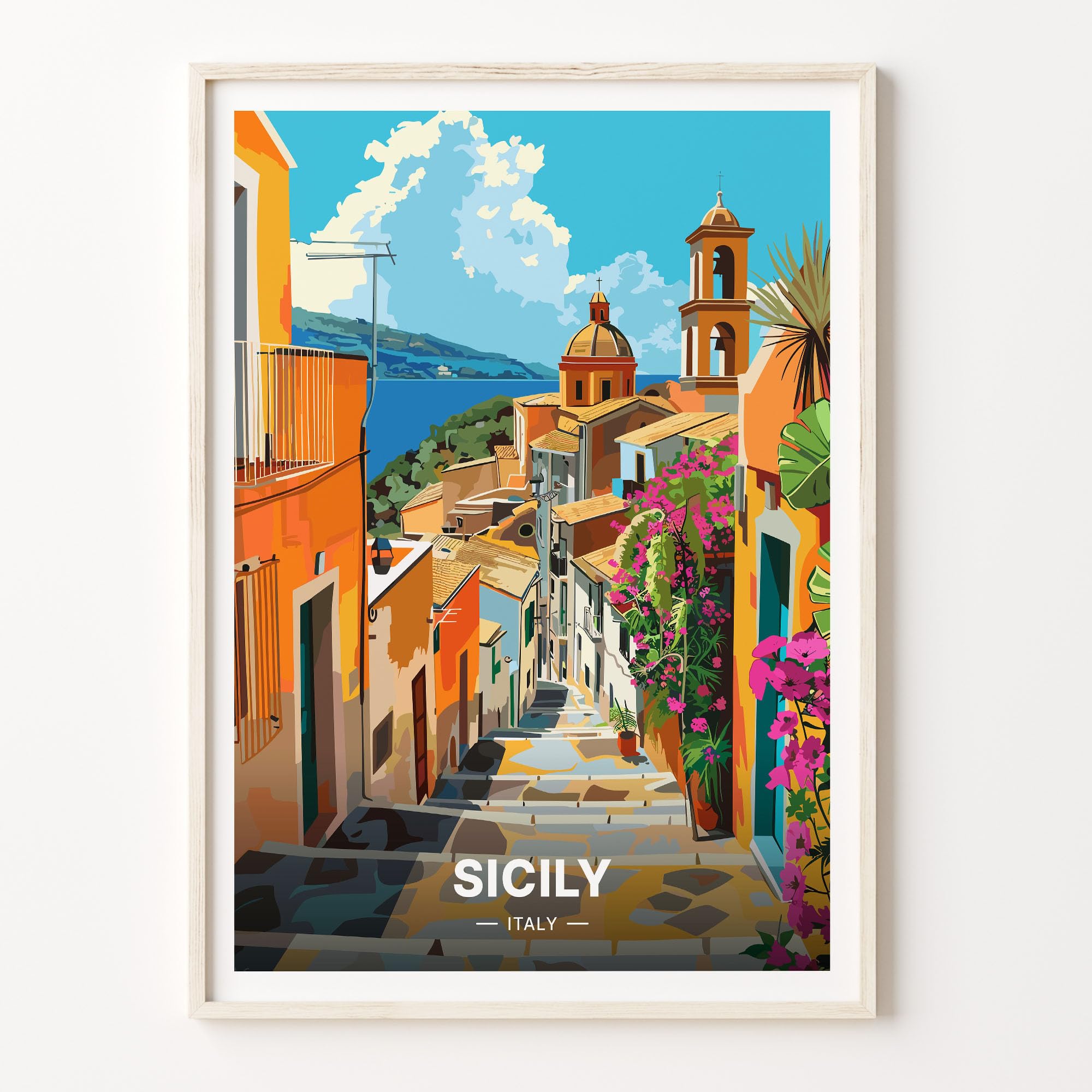 Amazon.com: Sicily Italy Travel Poster, Mediterranean Wall Art