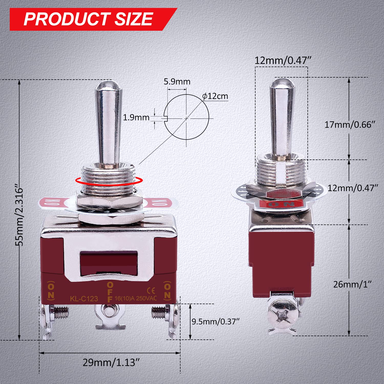 Snapklik.com : Taiss 2pcs Momentary Toggle Switch SPDT (ON)-Off-(ON ...