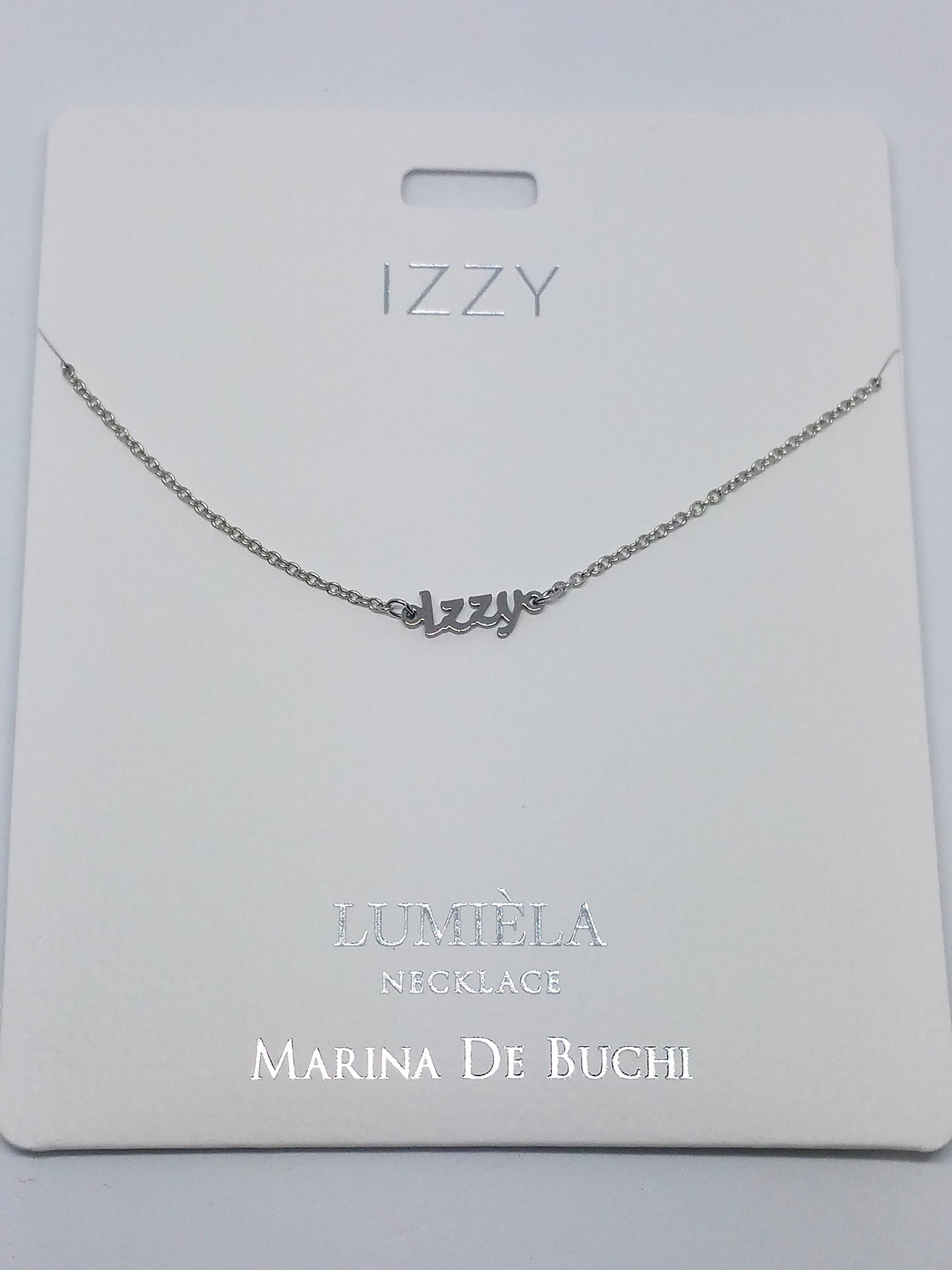 IZZY Named Lumeila Necklace Marina De Buchi Silver Colour Presented by Sterling Effectz
