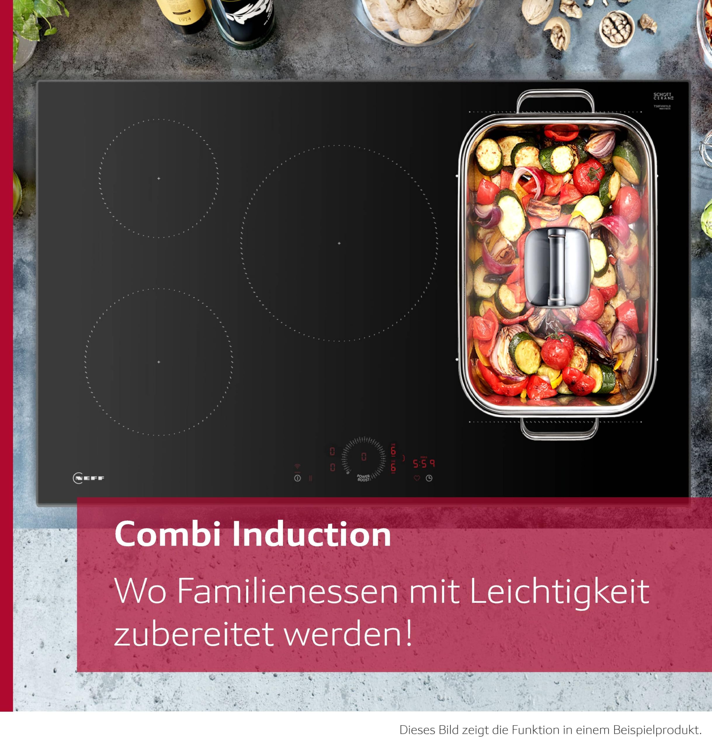 NEFF V58NHQ4L0 N 70 Induktionskochfeld mit integriertem Dunstabzug 80 cm Rahmenlos aufliegend