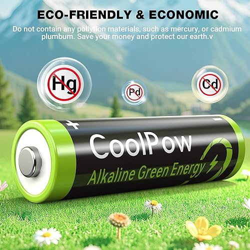 Miniatura 6 de Coolpow PowerPro- Pilas alcalinas doble A de 1.5 V, paquete de 10, batería alcalina AA de larga duración para dispositivos domésticos, 10 años de