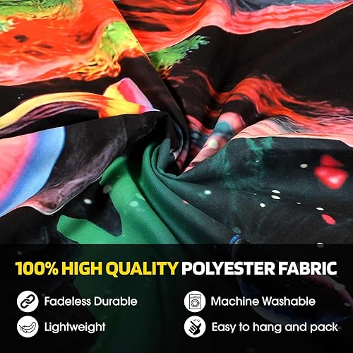 Miniatura 4 de ADDWel Tapiz de planeta de hongos con luz negra, fantástico tapiz negro que brilla en la oscuridad, pósteres de luz negra reactiva a los rayos UV