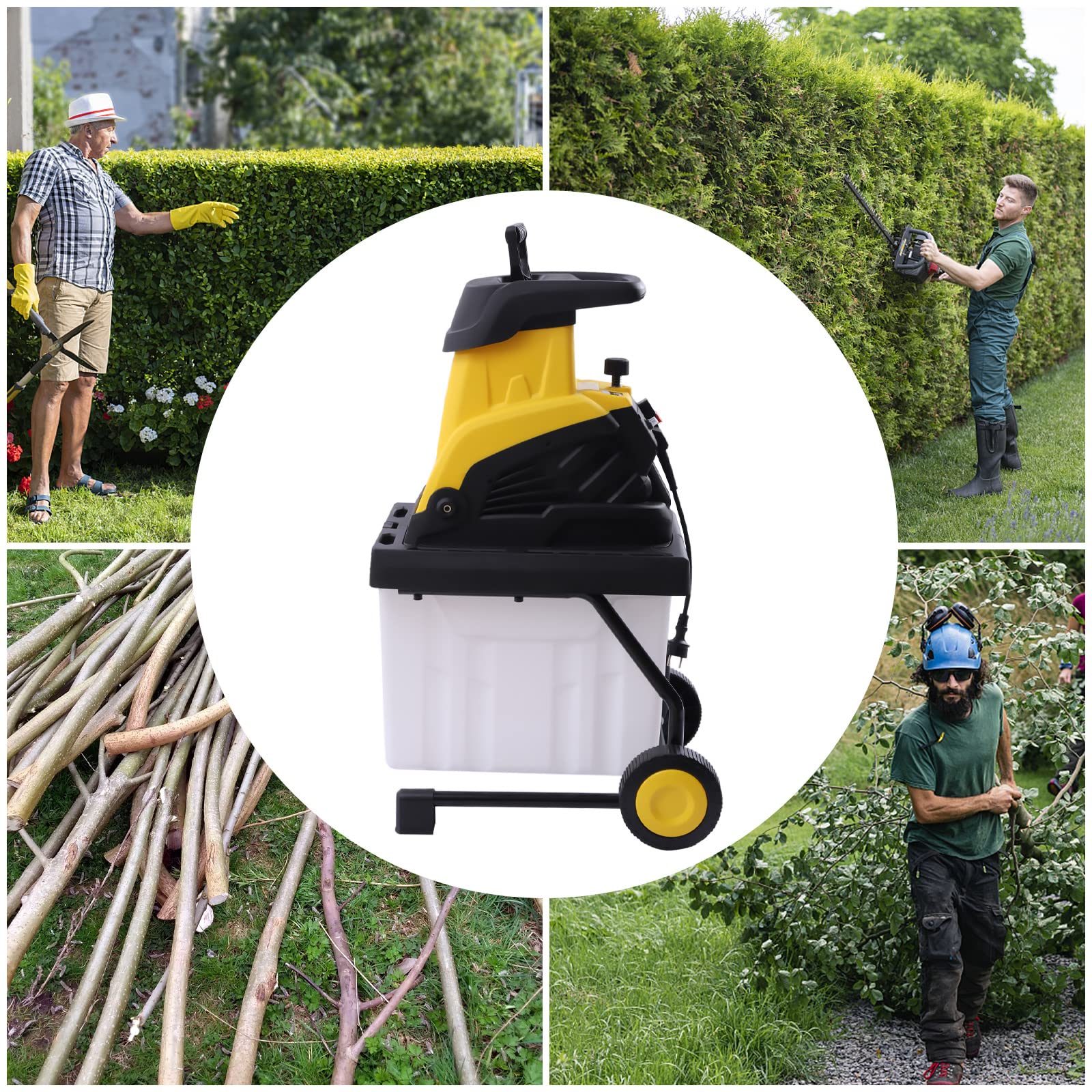 Broyeur électrique Pour Bois, 2400 W 4500 Tr/min, Broyeur à Rouleaux Et Entretien De La Pelouse